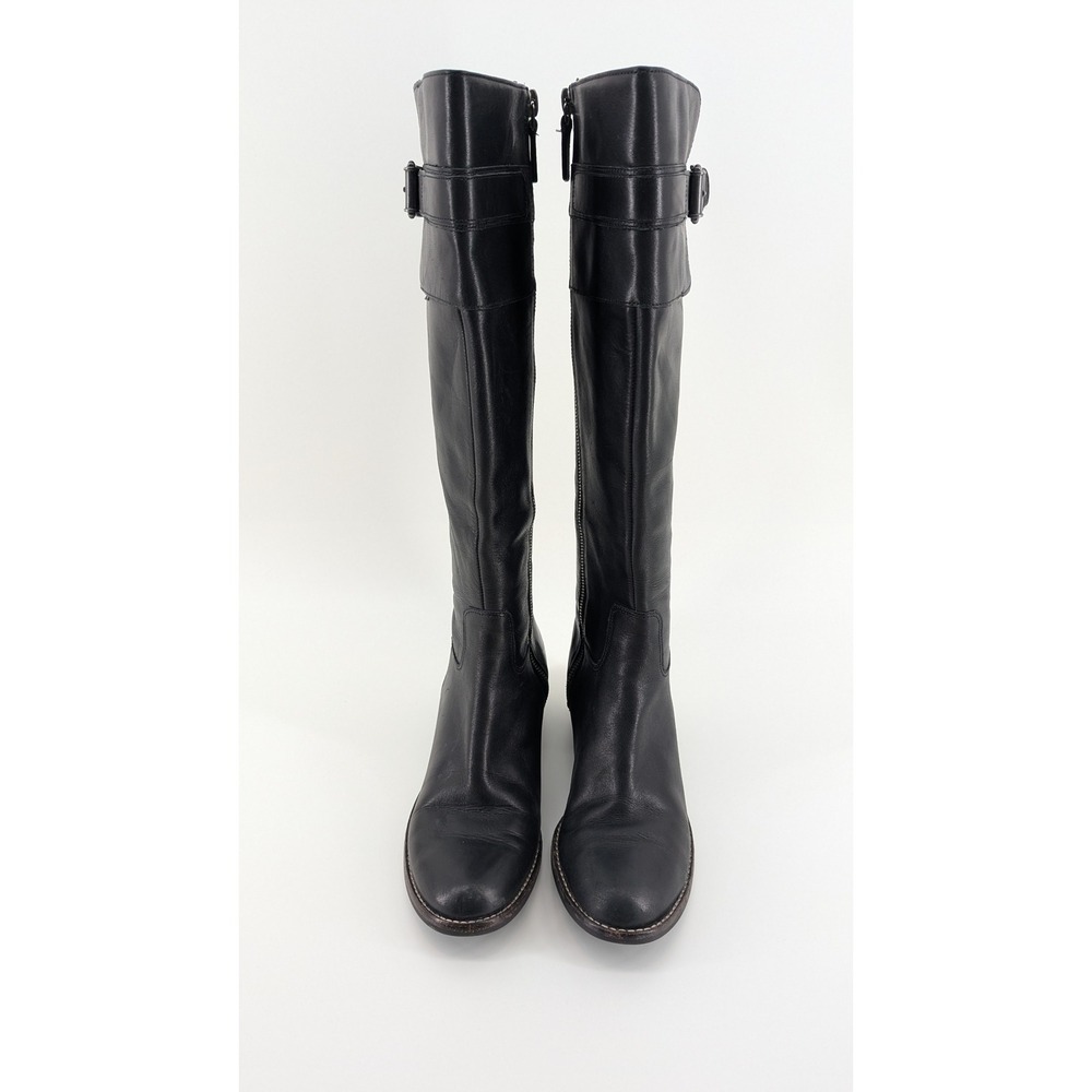 Cole Haan Nike Air Black Leather Riding Boots Buckle D35155 Womens 6.5 B